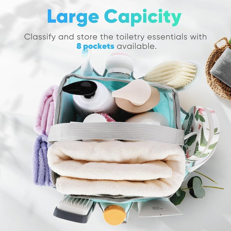 EUDELE 2 Pack Mesh Shower Caddy Portable for College Dorm Room Essentials, Shower Caddy Dorm with 8-Pocket Large Capacity,Shower Bag for Beach,Swimming,Gym - Image 2